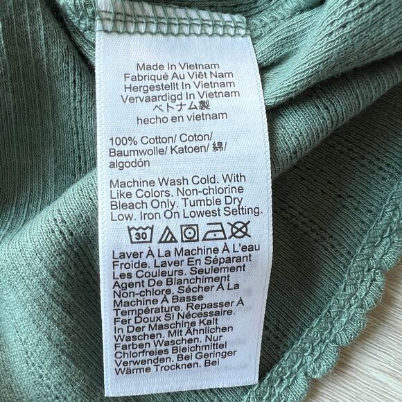 J Crew Pointelle Baby Tee Womens XS Green Flaw - Picture 4 of 10